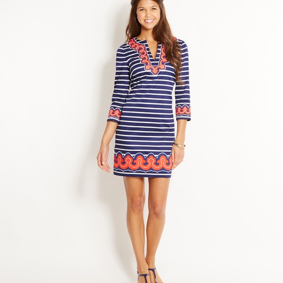 EUC Vineyard Vines Border Print Tunic Dress Nautical Theme Size 0 - Picture 6 of 6